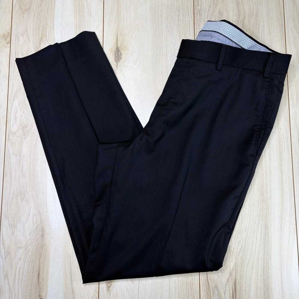 Hiltl Virgin Wool Dress Pants Mens Size 36x32 Black Luxury Trousers Travel